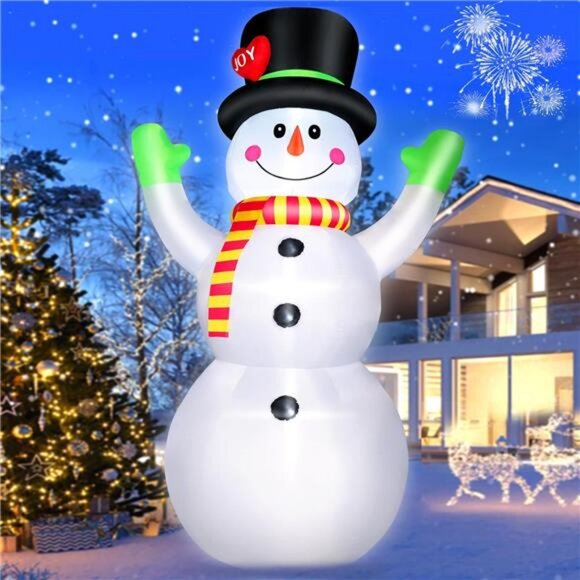 10 FT Christmas Inflatables Snowman Wear Magic Hat, Blow Up Outdoor Decor - Picture 3 of 7